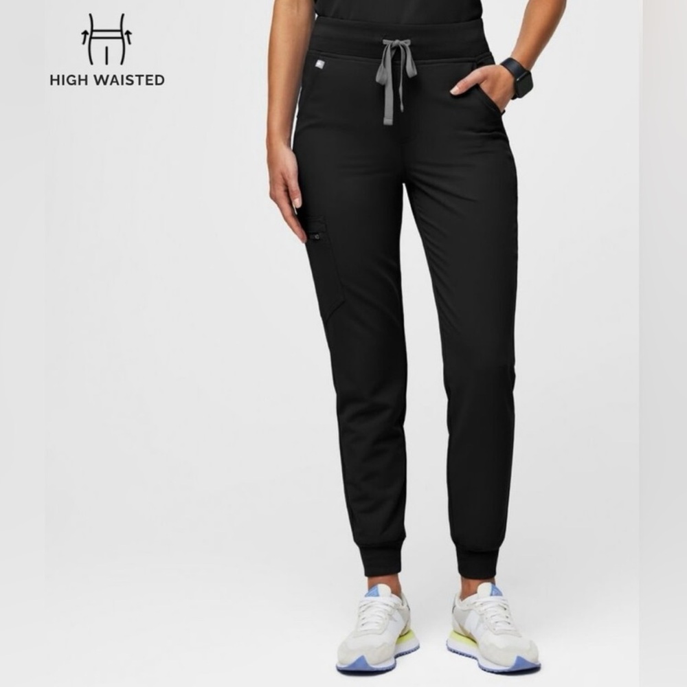 FIGS Atlanta High Waisted Skinny Jogger Scrub Pants, Black,  XXS